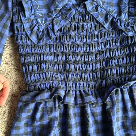 Mango gingham black and purple dress with collar - Picture 5 of 6